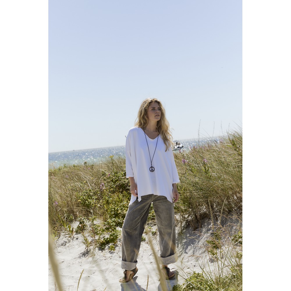 Henriette Steffensen White Oversized Jersey T-shirt with Necklace White 