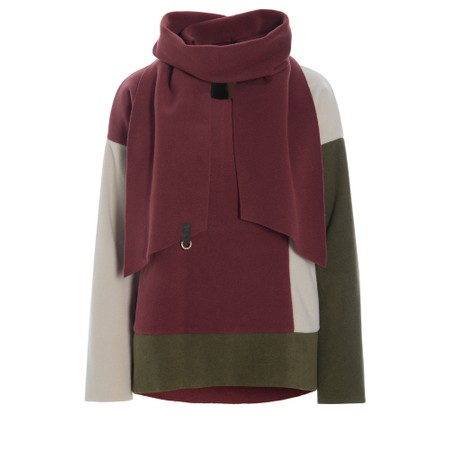 Henriette Steffensen Fleece Bordeaux Patch Blouse With Scarf - Red