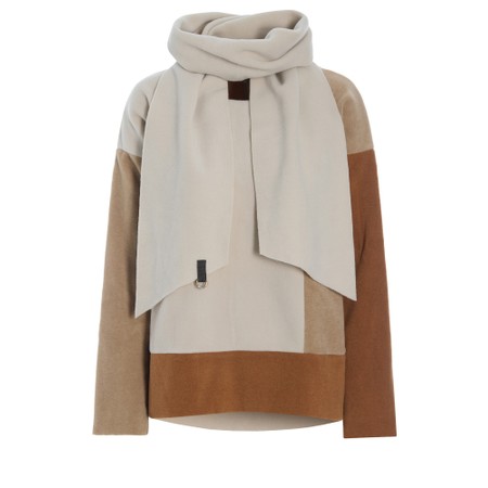 Henriette Steffensen Fleece Camel Patch Blouse With Scarf - Beige
