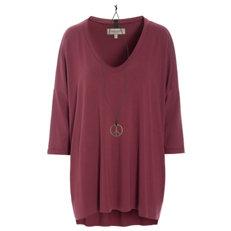 Henriette Steffensen Bordeaux Oversized Jersey T-shirt with Necklace - Purple