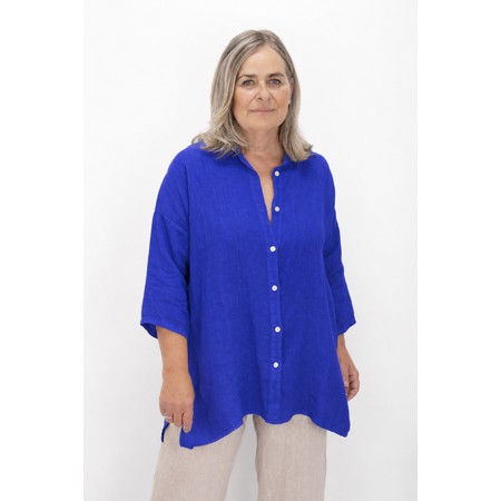 Amazing Woman Finty X Royal Blue Linen Shirt - Blue