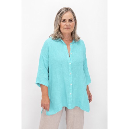 Amazing Woman Finty X Turquoise Linen Shirt - Turquoise