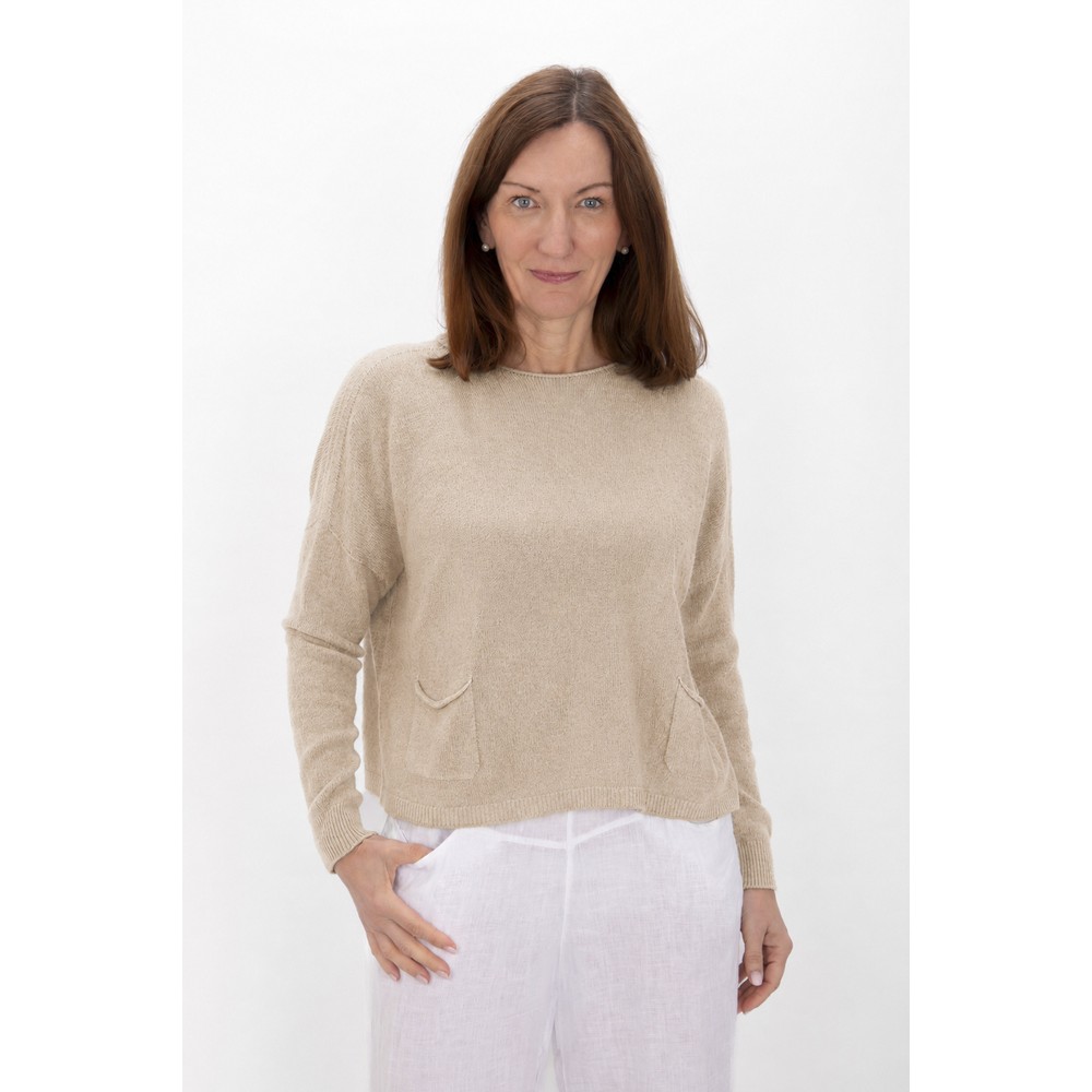 Amazing Woman Jodie Beige Front Pocket Supersoft Knit Jumper Beige