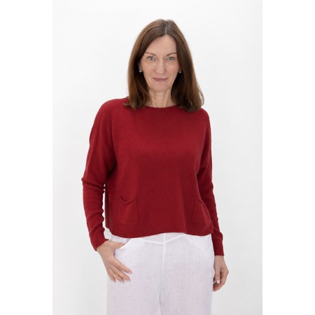 Amazing Woman Jodie Berry Red Rouge Front Pocket Supersoft Knit Jumper - Red