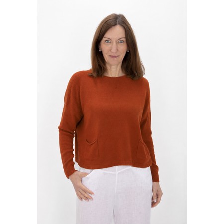 Amazing Woman Jodie Burnt Orange Front Pocket Supersoft Knit Jumper - Orange