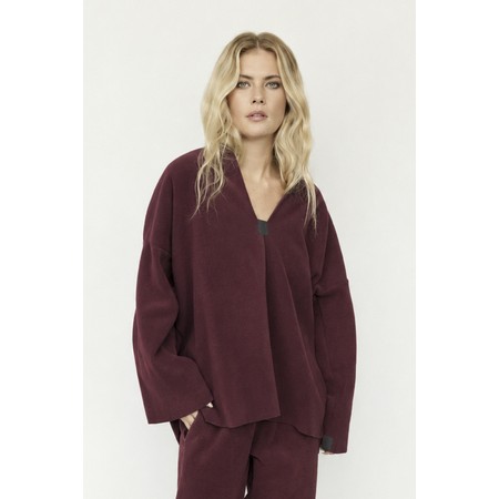 Henriette Steffensen Bordeaux Fleece Pullover V-neck Shawl Collar - Purple