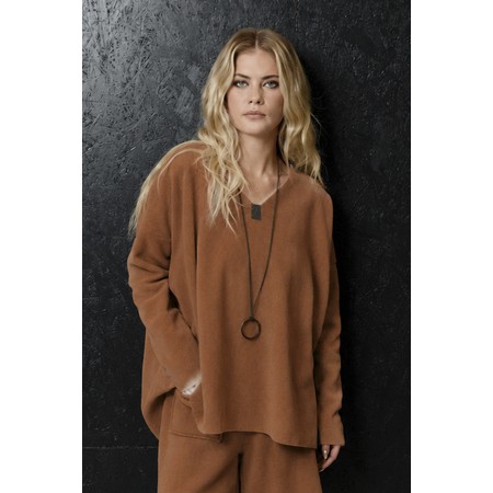 Henriette Steffensen Rust Fleece V-Neck Blouse - Red