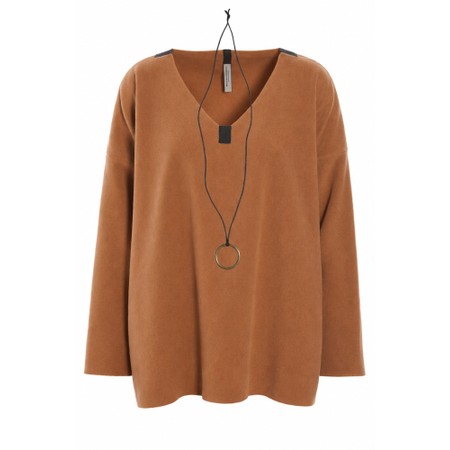 Henriette Steffensen Rust Fleece V-Neck Blouse - Red