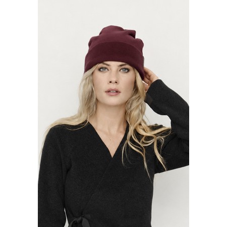 Henriette Steffensen Classic Bordeaux Plain Fleece Beanie Hat - Purple