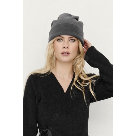Henriette Steffensen Classic Grey Plain Fleece Beanie Hat - Grey