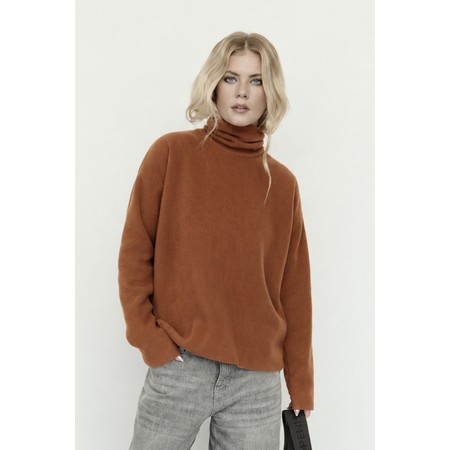 Henriette Steffensen Rust Polo Neck Fleece Top - Red