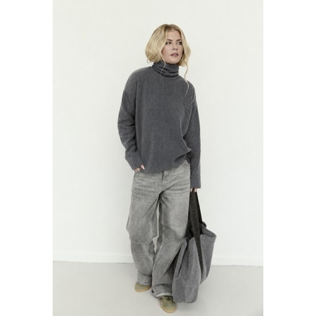 Henriette Steffensen Grey Polo Neck Fleece Top - Grey