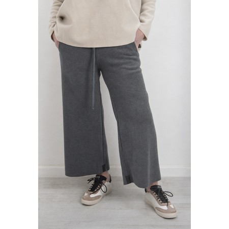 Henriette Steffensen Flared Grey Fleece Crop Trouser - Grey
