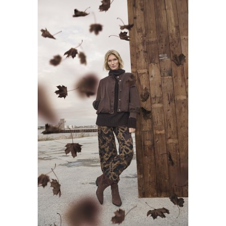 NOEN Camouflage Print Barrel Trouser - Brown