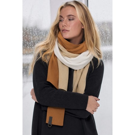 Henriette Steffensen No Waste Triangle Rust Stripe Fleece Scarf - Beige