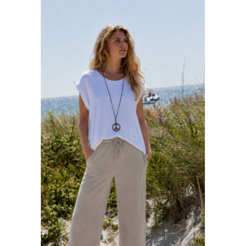 Henriette Steffensen White Jersey T-shirt with Necklace White 