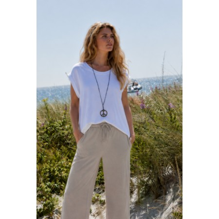 Henriette Steffensen White Jersey T-shirt with Necklace - White