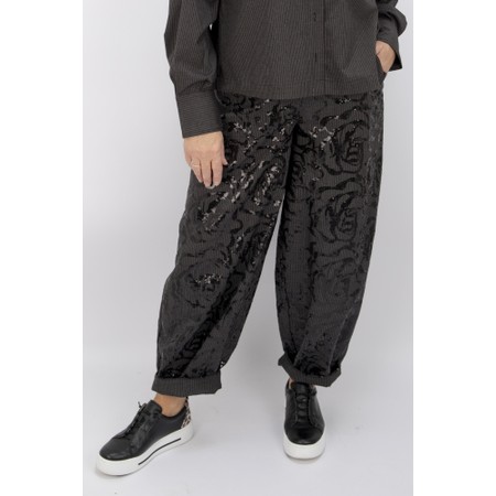 NOEN Pinstripe Sequin Barrel Trouser - Grey