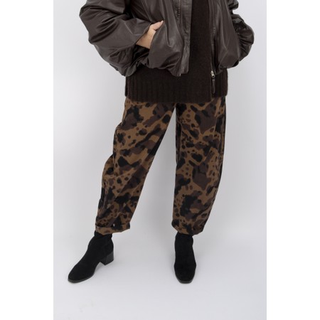 NOEN Camouflage Print Barrel Trouser - Brown