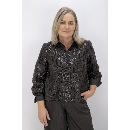 NOEN Pinstripe Sequin Shirt - Grey
