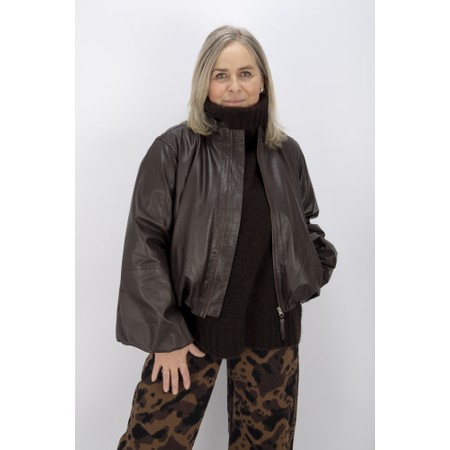 NOEN Leather Bomber Style Jacket - Brown