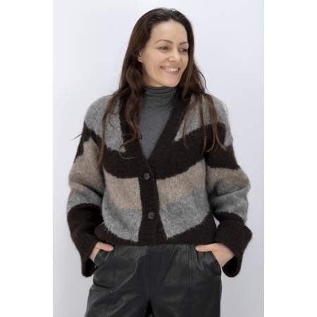NOEN Knit Colour Block Cardigan - Brown