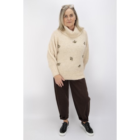 NOEN Bee Detail Roll Neck Knit  - Beige