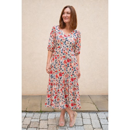 Masai Clothing Nette Poinsettia Print Satin Dress - Multicoloured