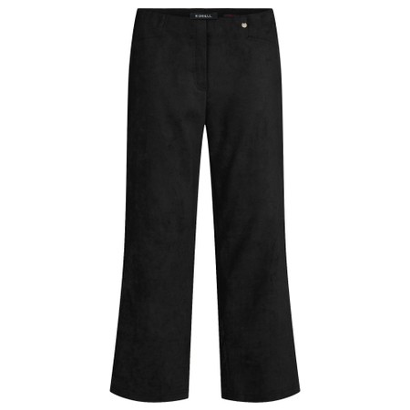 Robell Efi 09 Stretch Suede Black Wide Crop Trouser - Black