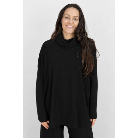 Mama B Oversized Bill U Plain Nero Fleece Jumper - Black