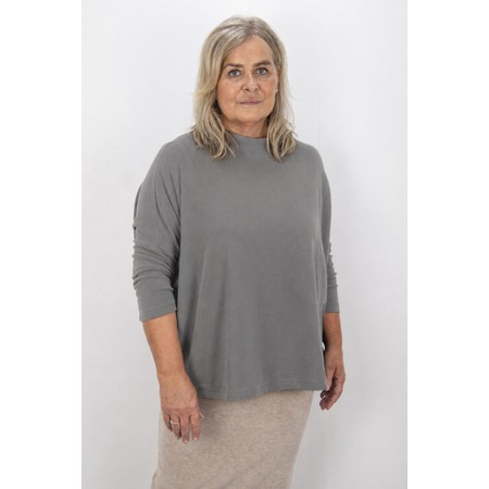 Mama B Spino U Relaxed Grigio Plain Fleece Top - Grey
