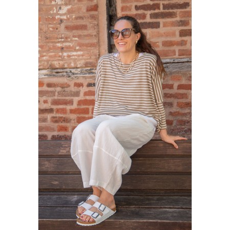 Mama B Ki Cropped Cumin Stripe Knit Top - Green