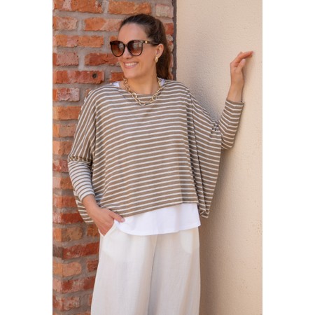 Mama B Ki Cropped Cumin Stripe Knit Top - Green