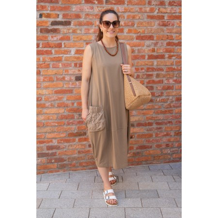 Mama B Venerdi Cumnio Contrast Crush Pocket Dress - Beige