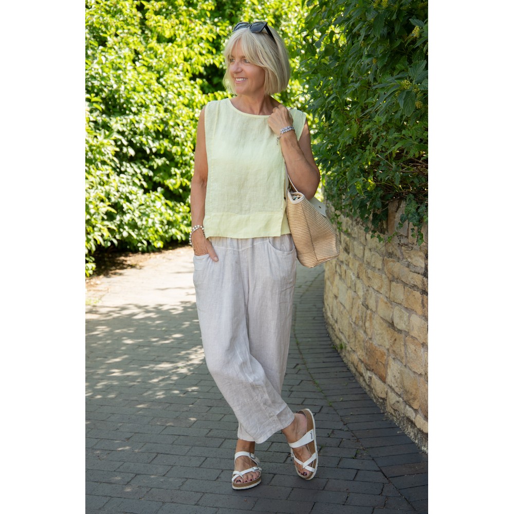 Amazing Woman Lucie Pale Yellow Linen Cami Top Pale Yellow