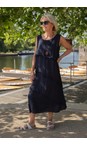 Amazing Woman Navy Nina Navy Linen Frill Midi Dress  