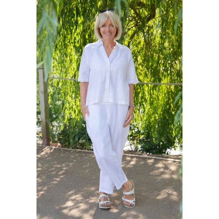 Masai Clothing Penna White Linen Tapered Trouser - White