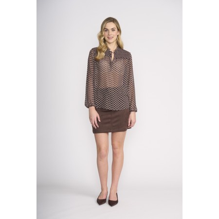 Foil Slay & Suede Skirt - Brown