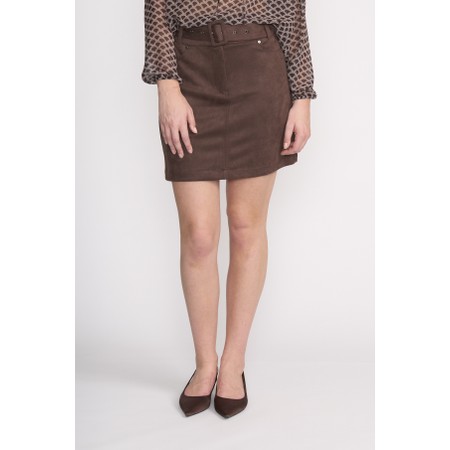 Foil Slay & Suede Skirt - Brown