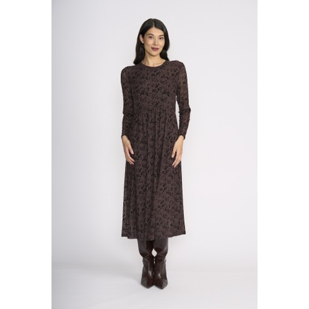 Foil Flock Yeah Art Spot Dress - Brown