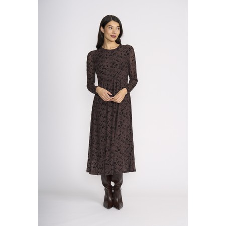 Foil Flock Yeah Art Spot Dress - Brown