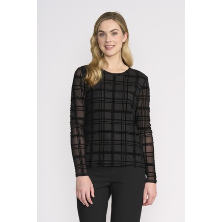 Foil Flock Yeah Black Check Crew Top - Black