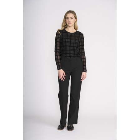 Foil Flock Yeah Black Check Crew Top - Black