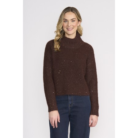 Foil Glow Getter Coffee Sweater - Brown