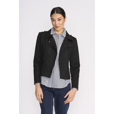 Foil Raiser Suede Black Biker Jacket - Black