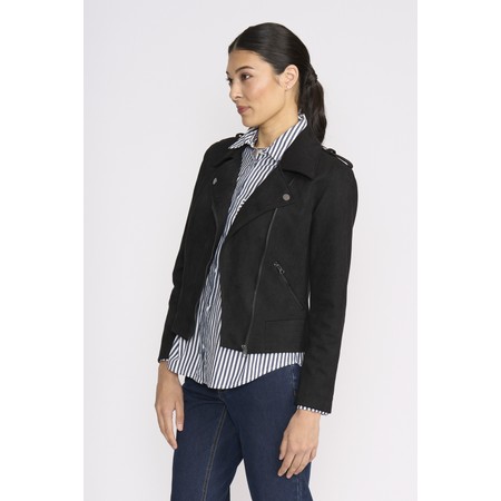 Foil Raiser Suede Black Biker Jacket - Black