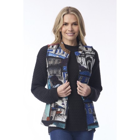 Orientique Porto Blue Print Vest Gilet - Blue