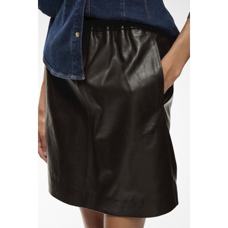 InWear Wook Brown Leather Short Skirt - Brown