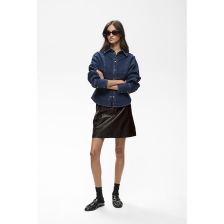 InWear Wook Brown Leather Short Skirt - Brown