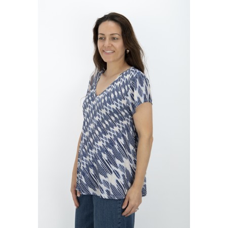 Masai Clothing MaKallo Print Dobby Top - Blue